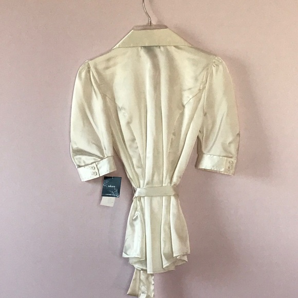 Satin Ruffled Short Sleeved Blouse - Picture 8 of 8